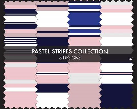 Pastel Stripe Seamless Pattern Collection Stock Illustration