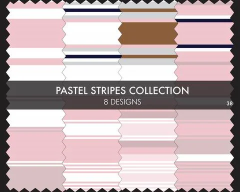 Pastel Stripe Seamless Pattern Collection Stock Illustration