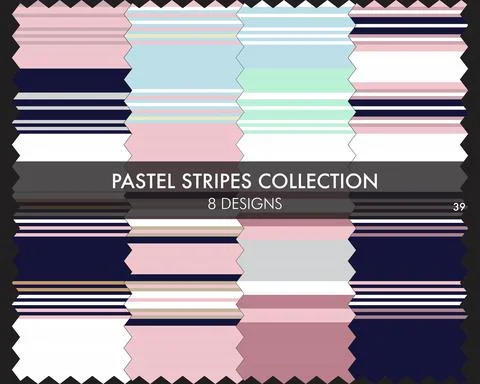 Pastel Stripe Seamless Pattern Collection Stock Illustration