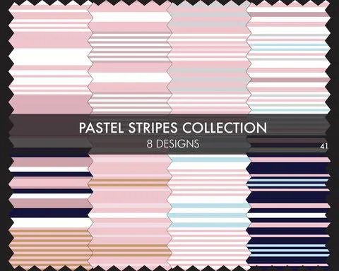 Pastel Stripe Seamless Pattern Collection Stock Illustration
