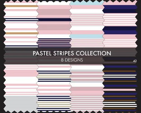 Pastel Stripe Seamless Pattern Collection Stock Illustration