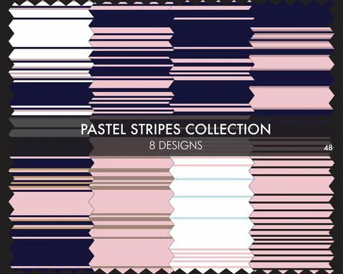 Pastel Stripe Seamless Pattern Collection Stock Illustration