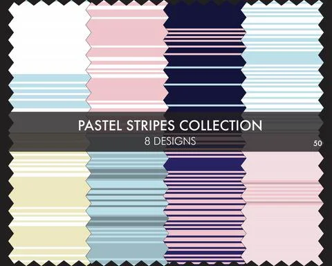Pastel Stripe Seamless Pattern Collection Stock Illustration