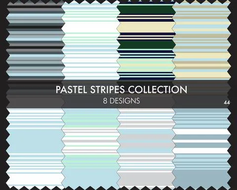 Pastel Stripe Seamless Pattern Collection Stock Illustration