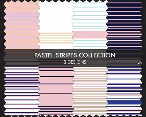 Pastel Stripe Seamless Pattern Collection Stockillustratie