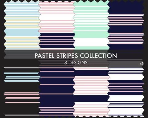 Pastel Stripe Seamless Pattern Collection Stockillustratie