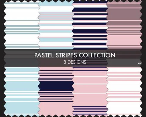 Pastel Stripe Seamless Pattern Collection Stock Illustration