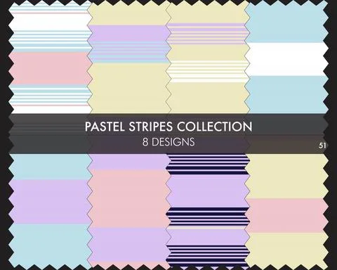 Pastel Stripe Seamless Pattern Collection Stock Illustration