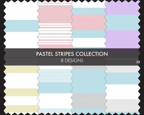 Pastel Stripe Seamless Pattern Collection Stock Illustration