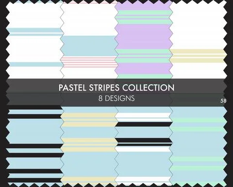 Pastel Stripe Seamless Pattern Collection Stock Illustration