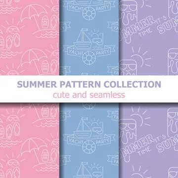 Pastel summer pattern collection . Summer banner. Summer holiday. Stock Illustration