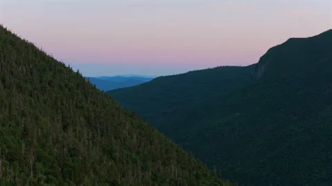 Pastel Summer Sky with Copy Space Framed by Balanced New England Mountain Ridges Stock Footage 342279946
