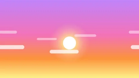 Pastel Sunrise Sky Gradient with slowly drifting flat-vector clouds and 4K Loop Vídeo Stock 346126307
