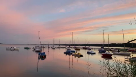 Pastel Sunset over Marina Stock Footage 272274246