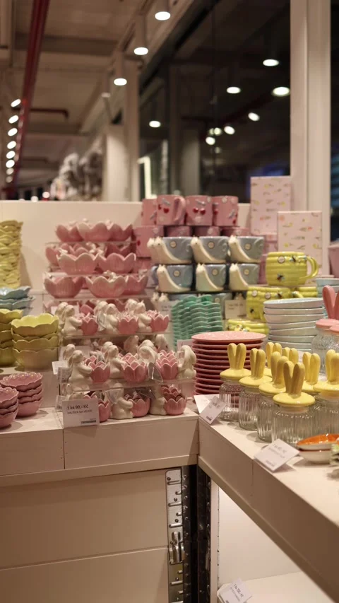 Pastel tableware display Video stock 331232987
