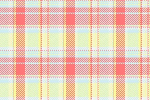 Pastel tartan pattern. Checks of red, yellow, and blue create a soft, seamles Stock Illustration