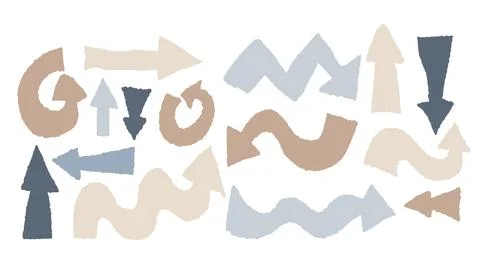 Pastel texture arrows collection. Vector illustration. Isolated hand drawn .. Stock Illustration