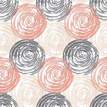 Pastel textured seamless pattern round geometric gray pink background Stock Illustration