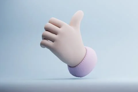 Pastel Thumbs Up 3D Render, Studio Background, Positive Stock Illustration