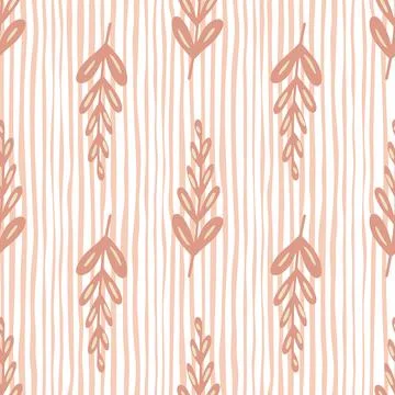 Pastel tones botanic seamless pattern with contoured leaf branches shapes. St Stock Illustration