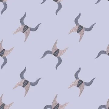 Pastel tones northen seamless pattern with viking helmets. Cartoon history or Stock Illustration