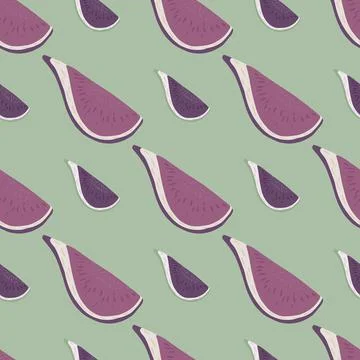 Pastel tones seamless doodle pattern with fig purple pastel ornament. Light g 스톡 일러스트