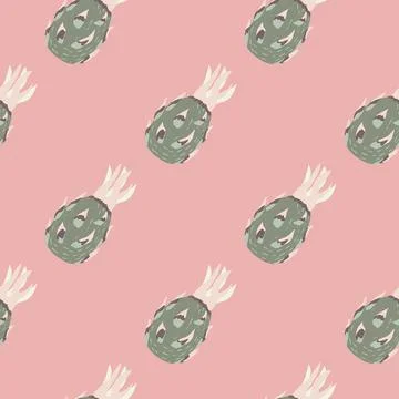 Pastel tones seamless pattern with grey abstract dragon fruit silhouettes on  Stock Illustration