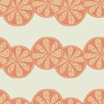 Pastel tones seamless pattern with orange slices shapes. Grey background. Sum Stock Illustration