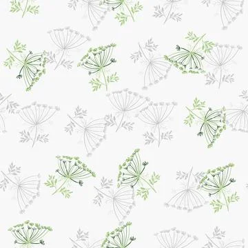 Pastel tones seamless pattern with random dill umbrella elements. Blue light  Stockillustratie