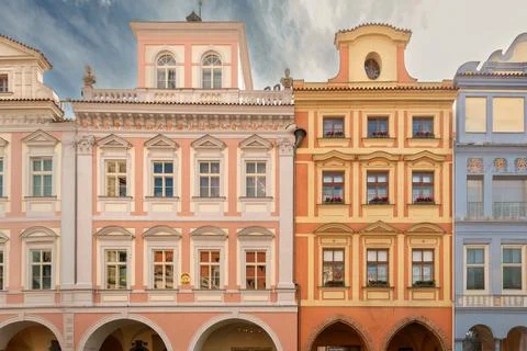 Pastel Townhouses Row Stock Photos