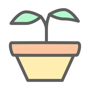 Pastel tree in pot flat イラスト素材