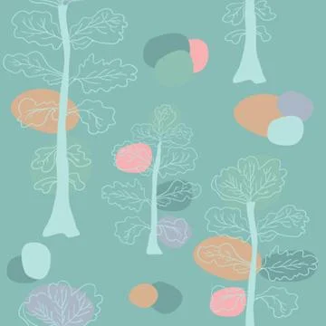 Pastel trees seamless pattern. Illustrazione stock