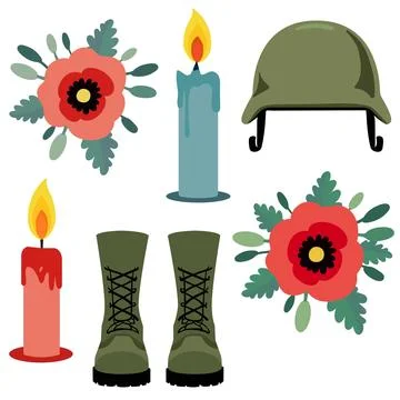 Pastel vector elements for may 26th memorial day military symbols of honor .. Stock Illustration
