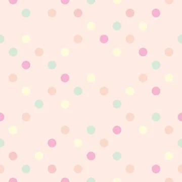 Pastel vector polka dots on pink background Stock Illustration