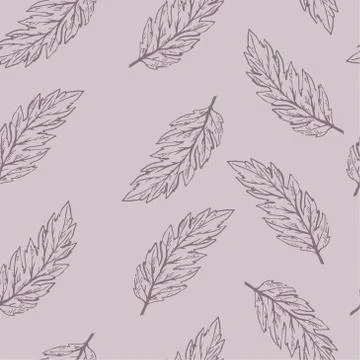 Pastel vector seamless pattern with hand drawn leaves. Stock Illustration