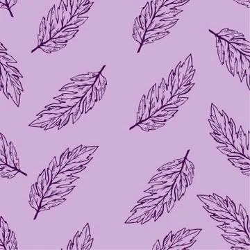 Pastel vector seamless pattern with hand drawn leaves. Soft and trendy color  Stock Illustration