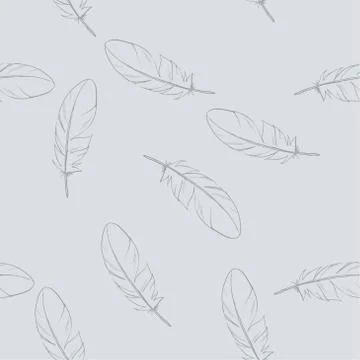 Pastel vector seamless pattern with hand drawn feathers. Soft and trendy  Stock Illustration