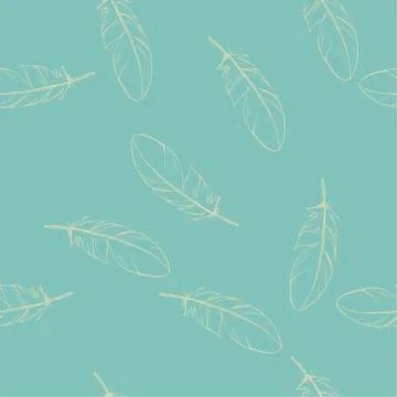 Pastel vector seamless pattern with hand drawn feathers. Soft and trendy  스톡 일러스트