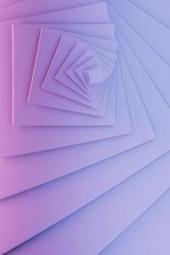 Pastel violet concentric squares cascade in minimalist style, radiating lum.. Foto stock