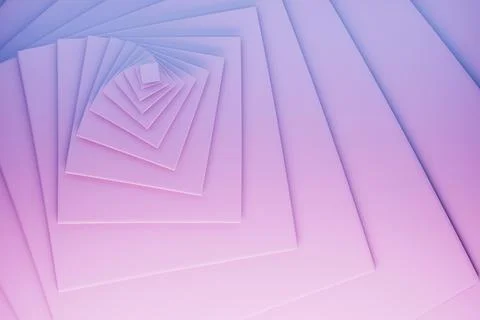 Pastel violet concentric squares cascade in minimalist style, radiating lumin Foto stock