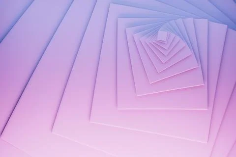 Pastel violet concentric squares cascade in minimalist style, radiating lumin Foto stock