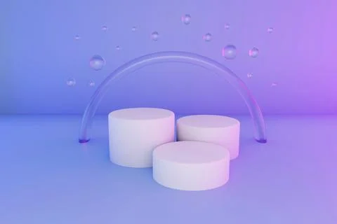 Pastel violet minimal three 3d background with neon effect. Poster design with Stock Illustration