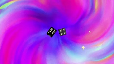 Pastel vortex starting tumble pair black dice rotating, drifting, settling Stock Footage 340674888