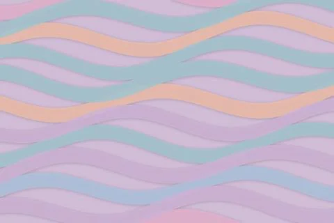 Pastel wave pattern background with flowing pink and blue ribbons, soft gra.. Illustrazione stock