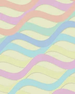 Pastel wavy abstract pattern in pink, blue, and cream creating a soft retro.. Stock Illustration