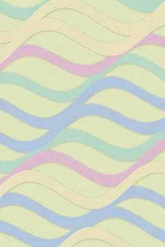 Pastel wavy abstract pattern in soft lavender, blue, mint and cream, creati.. Stock Illustration