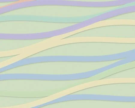 Pastel wavy paper pattern with soft mint, lavender, and cream curves, creat.. Stock Illustration