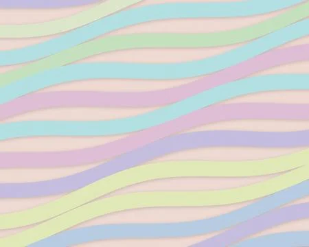 Pastel wavy ribbon pattern in soft blue, pink, mint, and lavender, creating.. Stock Illustration