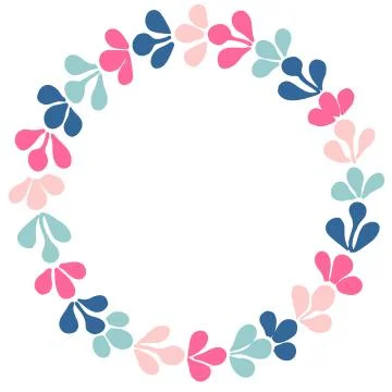 Pastel wreath vector frame on white background Stock Illustration
