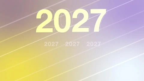 Pastel yellow lavender gradient with diagonal lines and 2027 numbers, Seamless Stock Footage 341857962